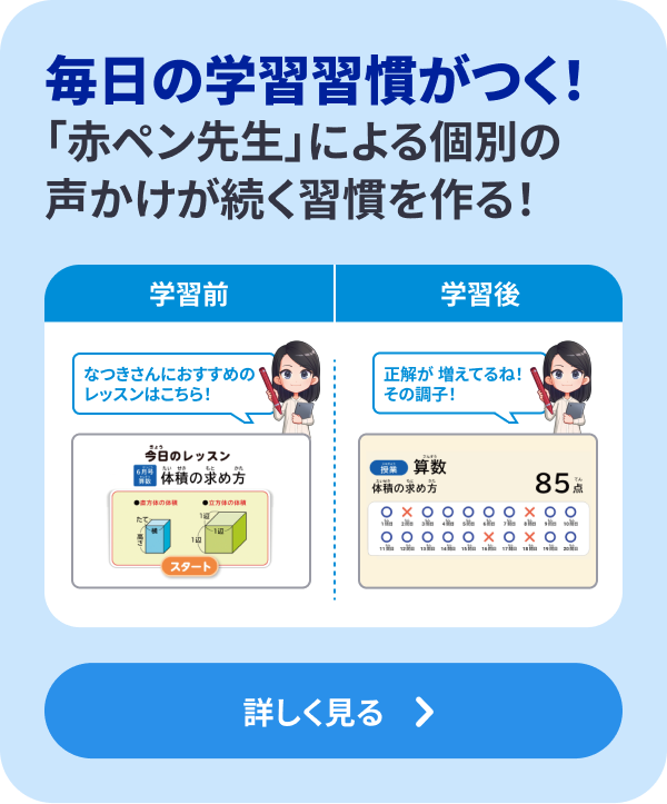 ●途中式からつまずき発見！ 隠れたつまずきも先生が丁寧に見つけて解消！ 詳しく見る