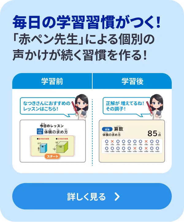 ●途中式からつまずき発見！ 隠れたつまずきも先生が丁寧に見つけて解消！ 詳しく見る