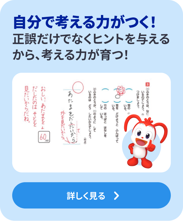 ●丁寧な学習アドバイス！ 記述式問題ならではの指導でちゃんと解ける力に！ 詳しく見る