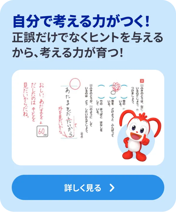 ●丁寧な学習アドバイス！ 記述式問題ならではの指導でちゃんと解ける力に！ 詳しく見る